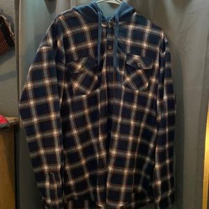 Burnside blue and orange flannel hoodie XXL